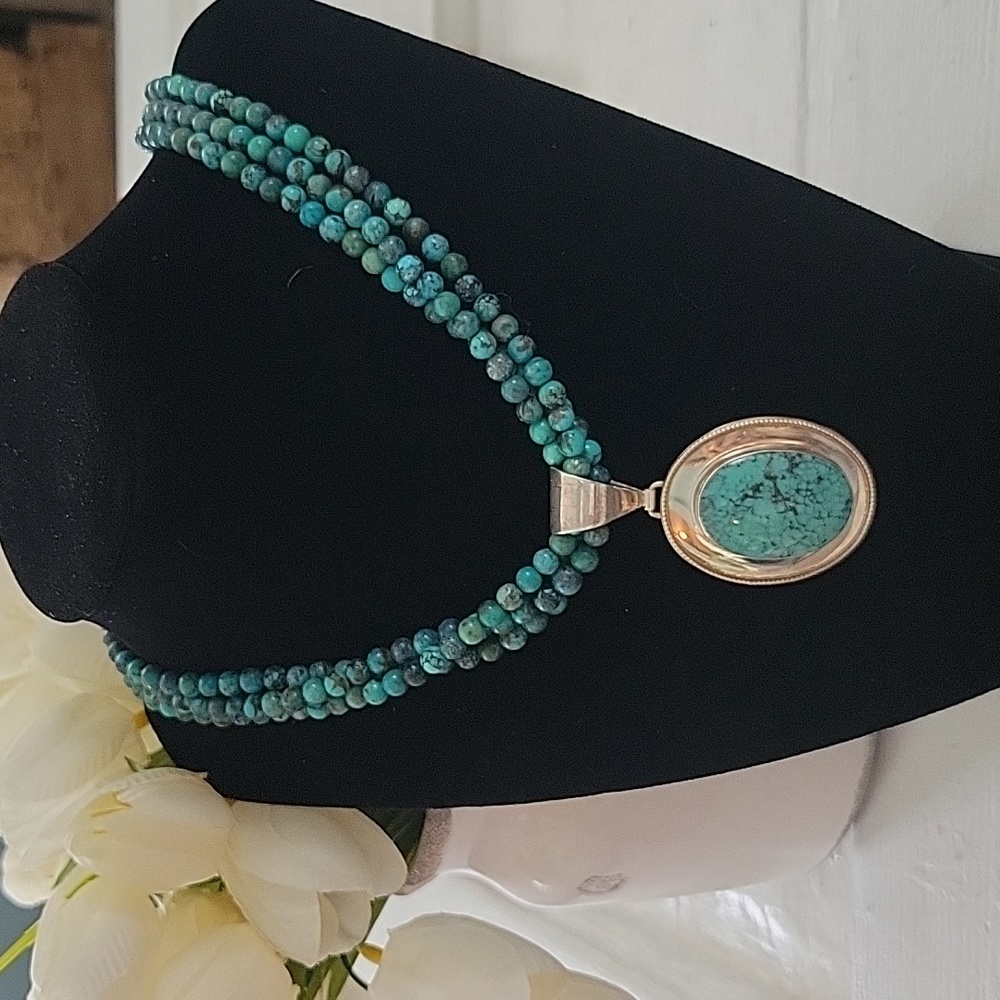 Estate 925 Sterling silver Turquoise Necklace
